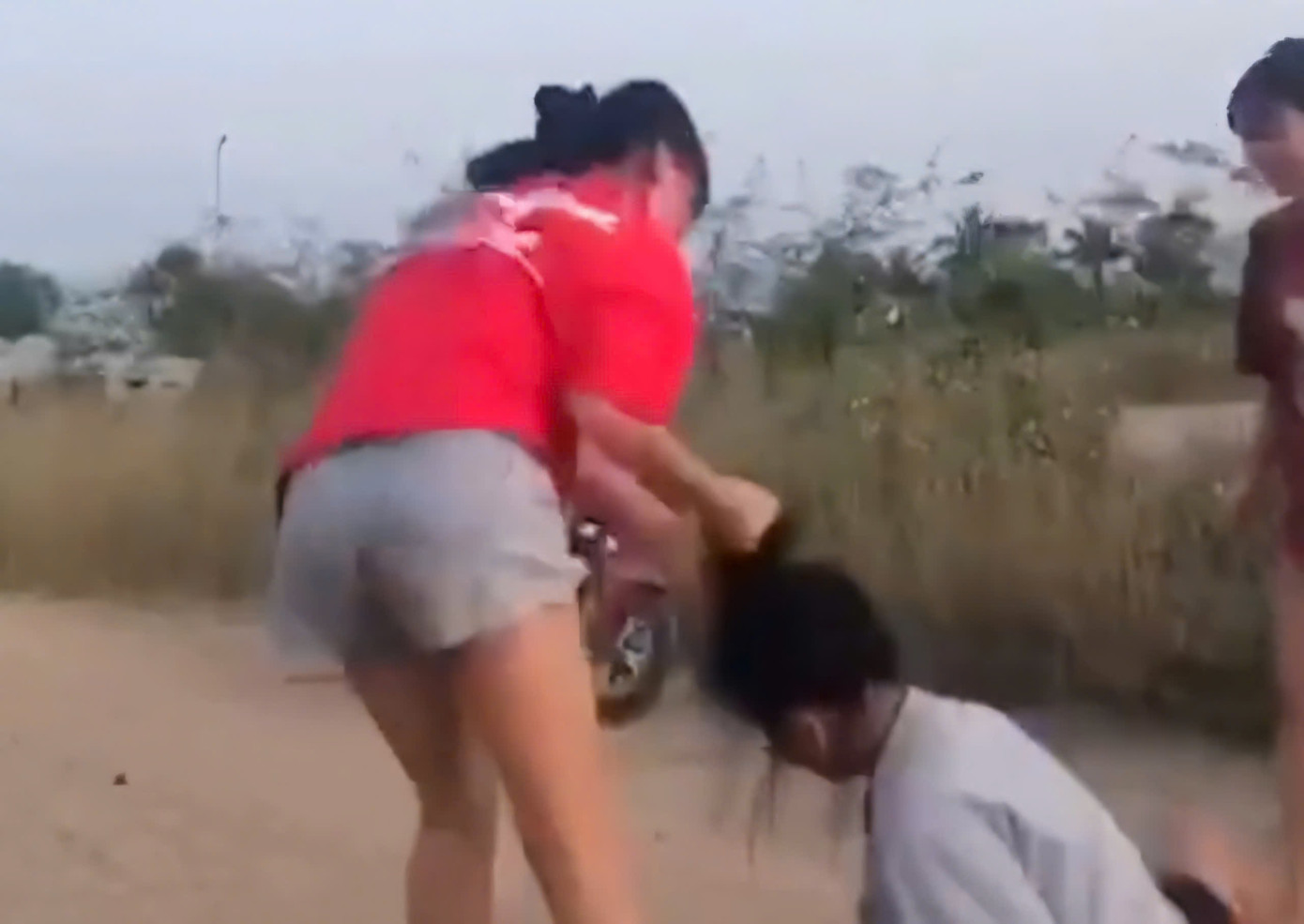 Nữ sinh túm tóc, hành hung.