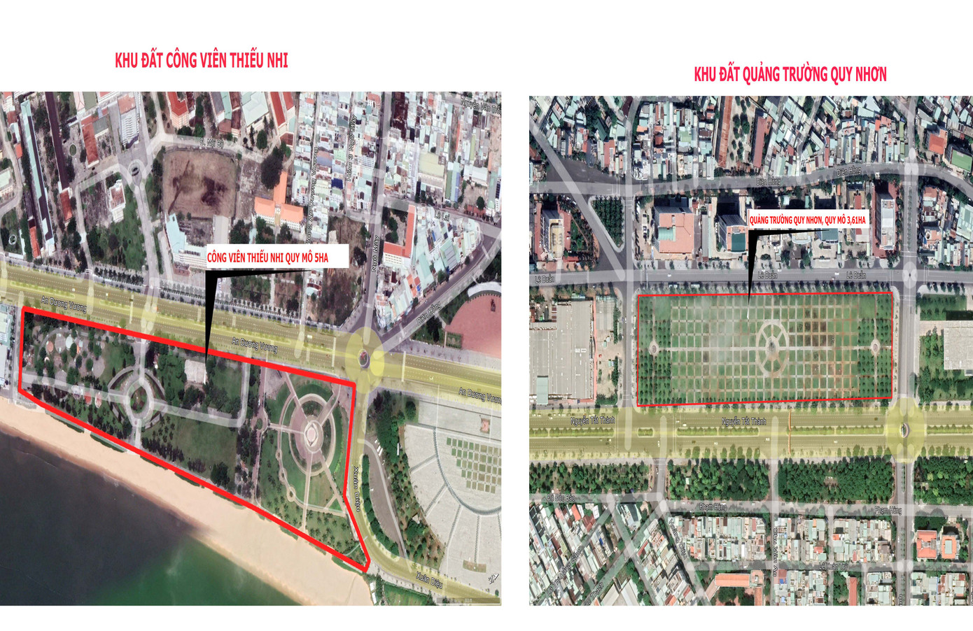 Hai vị trí dự kiến xây dựng không gian ngầm.