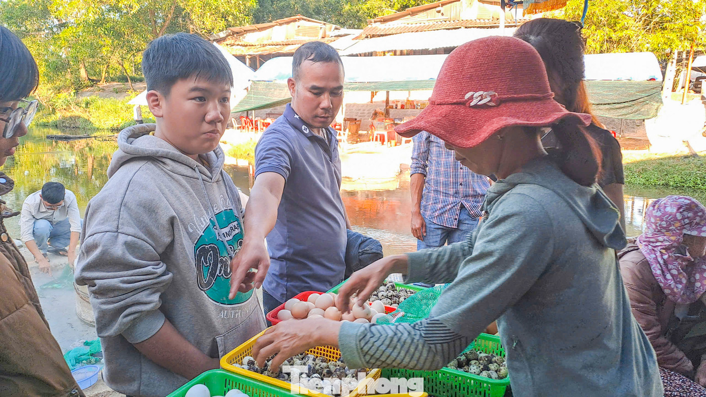 Du khách mua trứng, trải nghiệm tự tay luộc dưới suối nước nóng. Ảnh: Trương Định
