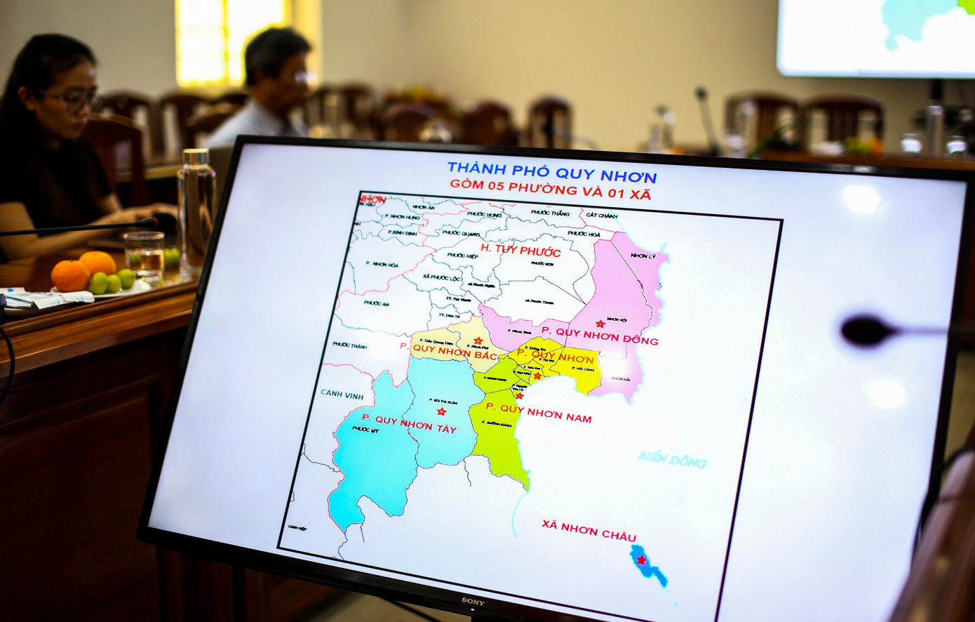 TP. Quy Nhơn sau khi sắp xếp còn lại 5 phường và 1 xã. Ảnh: Trương Định