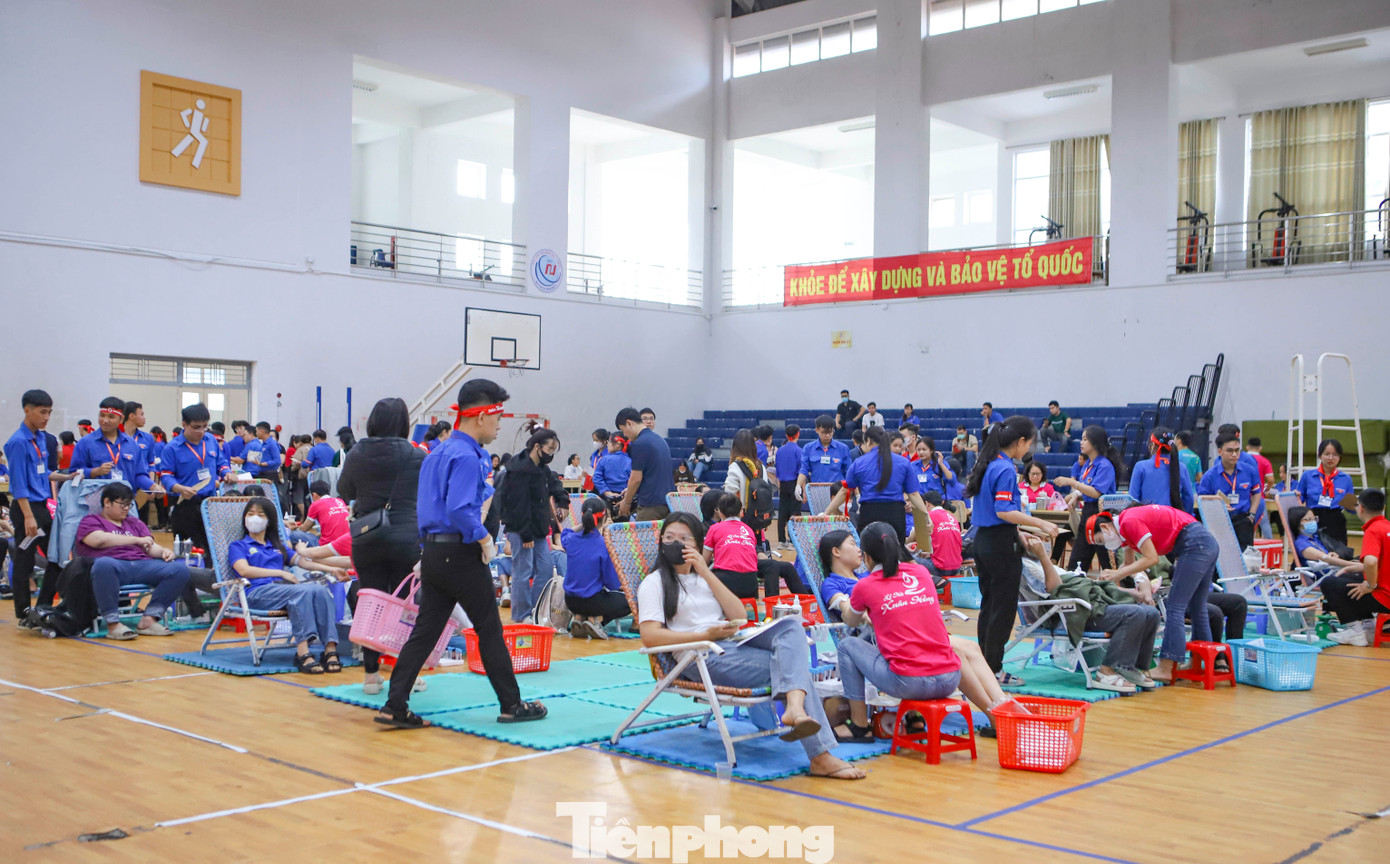 Chương trình Chủ Nhật Đỏ tỉnh Bình Định lần thứ I – năm 2024 do báo Tiền Phong phối hợp cùng Ban Chỉ đạo (BCĐ) vận động hiến máu tình nguyện tỉnh Bình Định, Tỉnh Đoàn, Ban An toàn giao thông tỉnh, Trường ĐH Quy Nhơn, Bệnh viện Đa khoa tỉnh – Sở Y tế Bình Định tổ chức. Ảnh: Trương Định