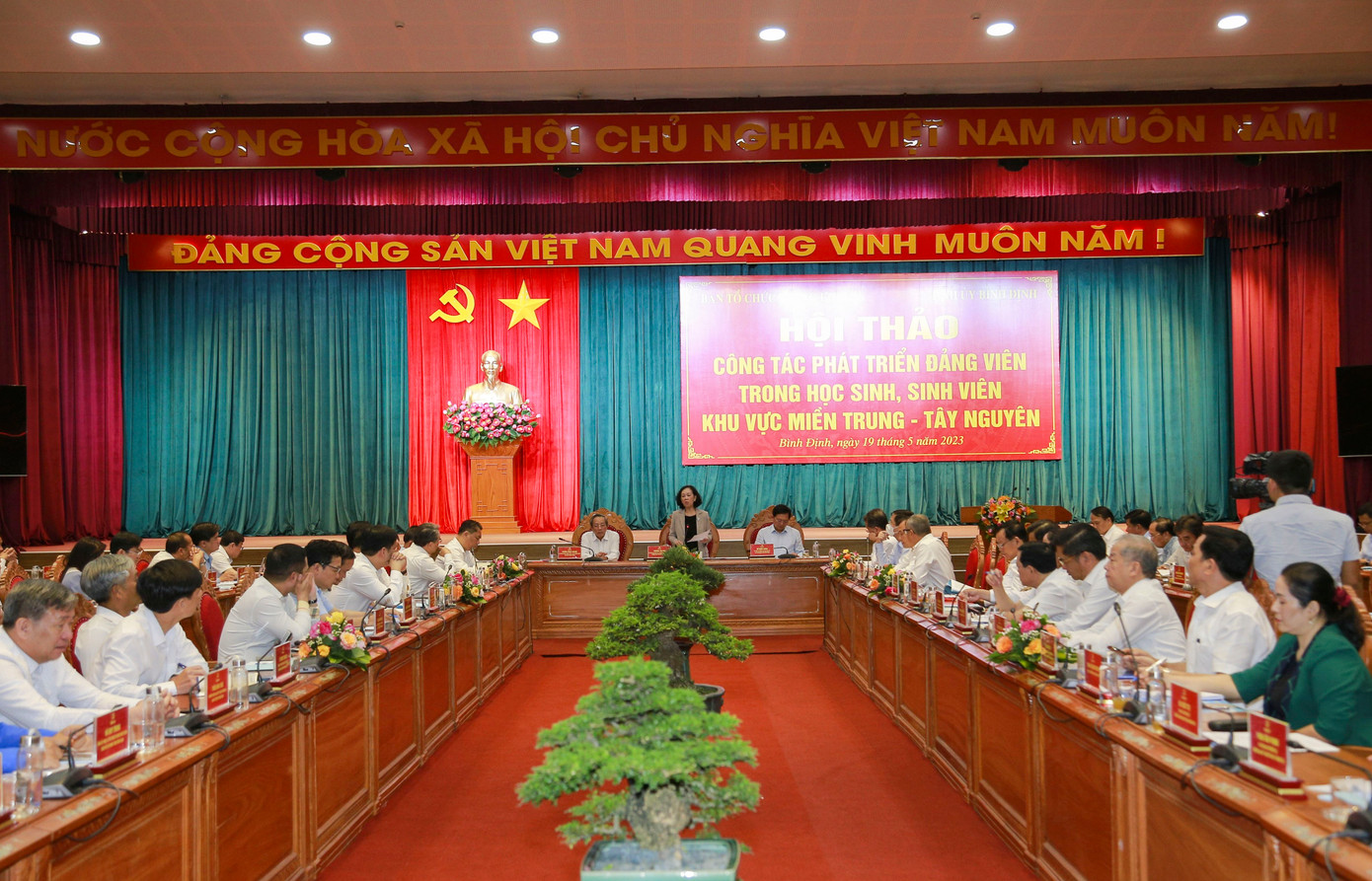 Hội thảo công tác phát triển đảng viên trong học sinh, sinh viên khu vực miền Trung - Tây Nguyên. Ảnh: A.P