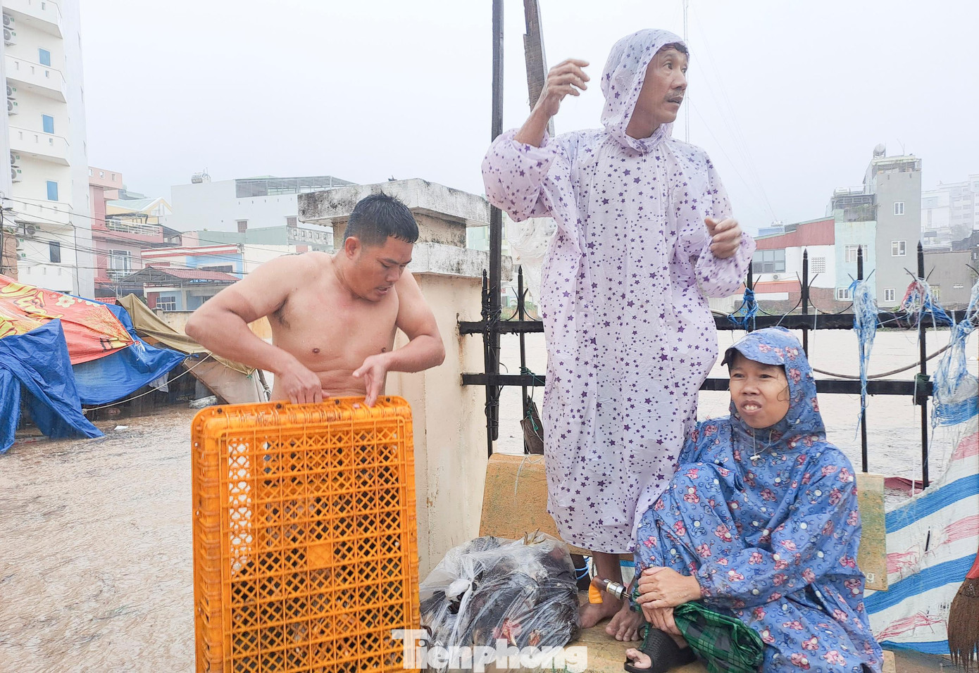 Hơn chục con gà của người dân bị chết ngộp do nước lũ. Ảnh: Trương Định