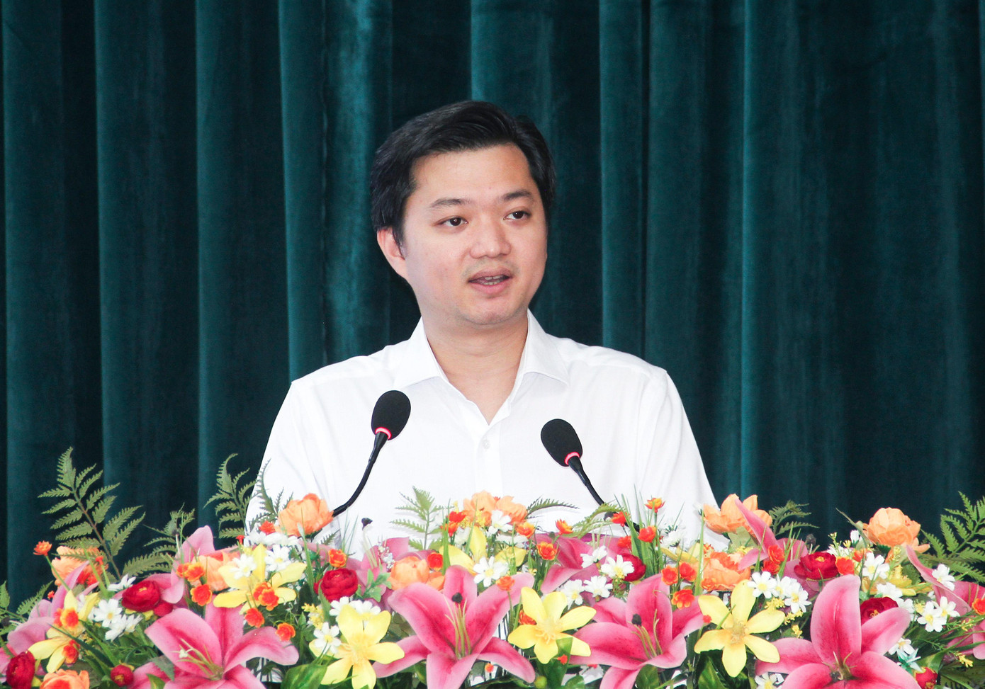 Anh Nguyễn Minh Triết phát biểu tại hội nghị. Ảnh: Trương Định Anh Nguyễn Minh Triết phát biểu tại hội nghị. Ảnh: Trương Định