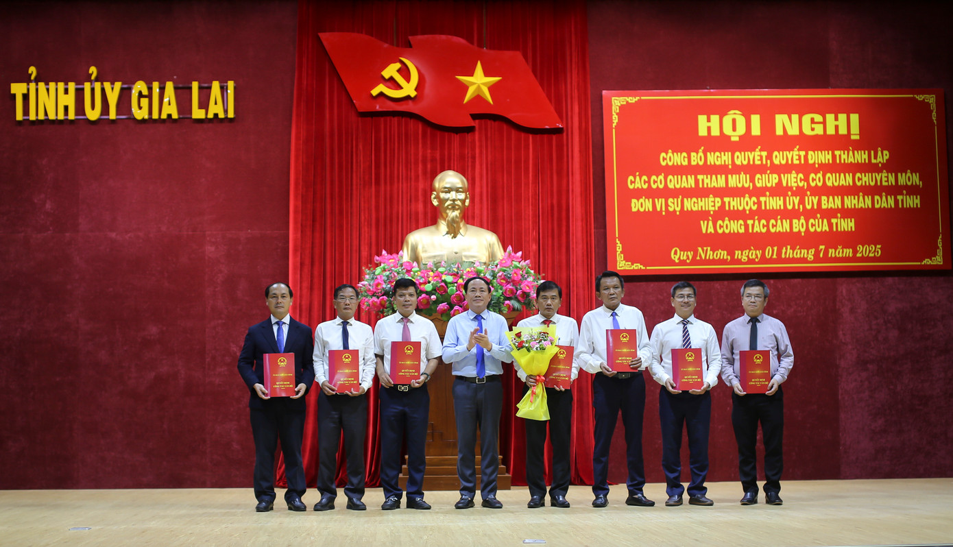 Các cán bộ Văn phòng UBND tỉnh Gia Lai mới. Ảnh: Trương Định Các cán bộ Văn phòng UBND tỉnh Gia Lai mới. Ảnh: Trương Định