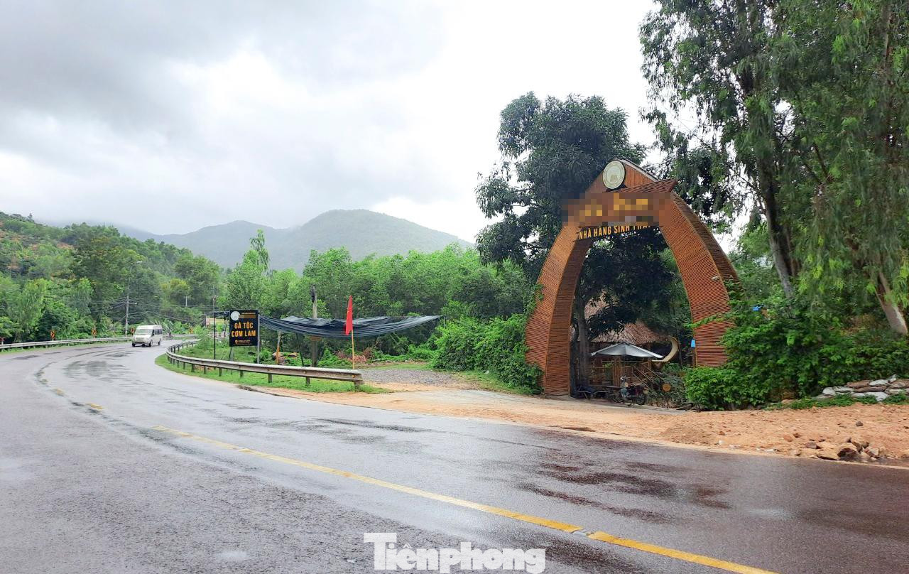 Theo phản ánh của người dân, thời gian qua, tình trạng nêu trên vẫn đang tiếp tục diễn ra; nhiều công trình tự phát trái phép trên đất có rừng, đất quy hoạch, đất ven hành lang quốc lộ 1D, ven suối, sườn đồi… Qua ghi nhận thực tế của PV, tại dọc tuyến QL1D, nhiều công trình, khu nhà, hàng quán, điểm du lịch… vẫn đang tồn tại, quy mô ngày càng được xây dựng mở rộng. Đặc biệt, tại khu vực 1, men theo con đường đồi dốc khoảng 2 - 3km, dễ dàng bắt gặp nhiều khu nhà, công trình bê tông kiên cố mọc lên xen giữa những rừng cây ăn quả. Ảnh: Trương Định