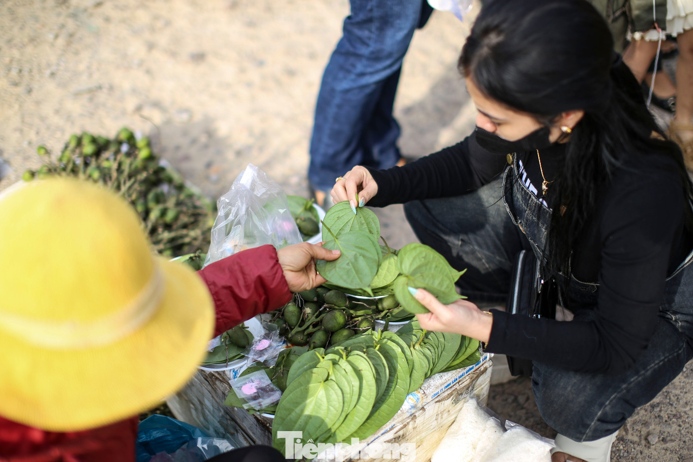 Trầu, cau là hai món được người dân, du khách chọn mua nhiều nhất tại phiên chợ Gò. Ảnh: Trương Định