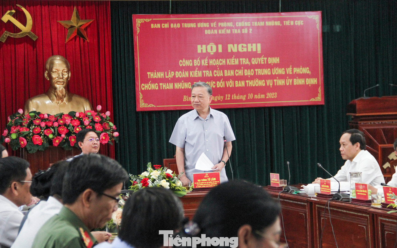 Đại tướng Tô Lâm phát biểu tại hội nghị. (Ảnh: Trương Định)