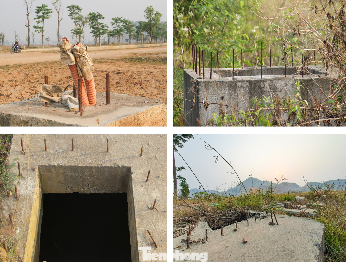 Những cọc sắt để lộ thiên trong khu vực dự án Khu đô thị hồ Phú Hòa. Ảnh: Trương Định