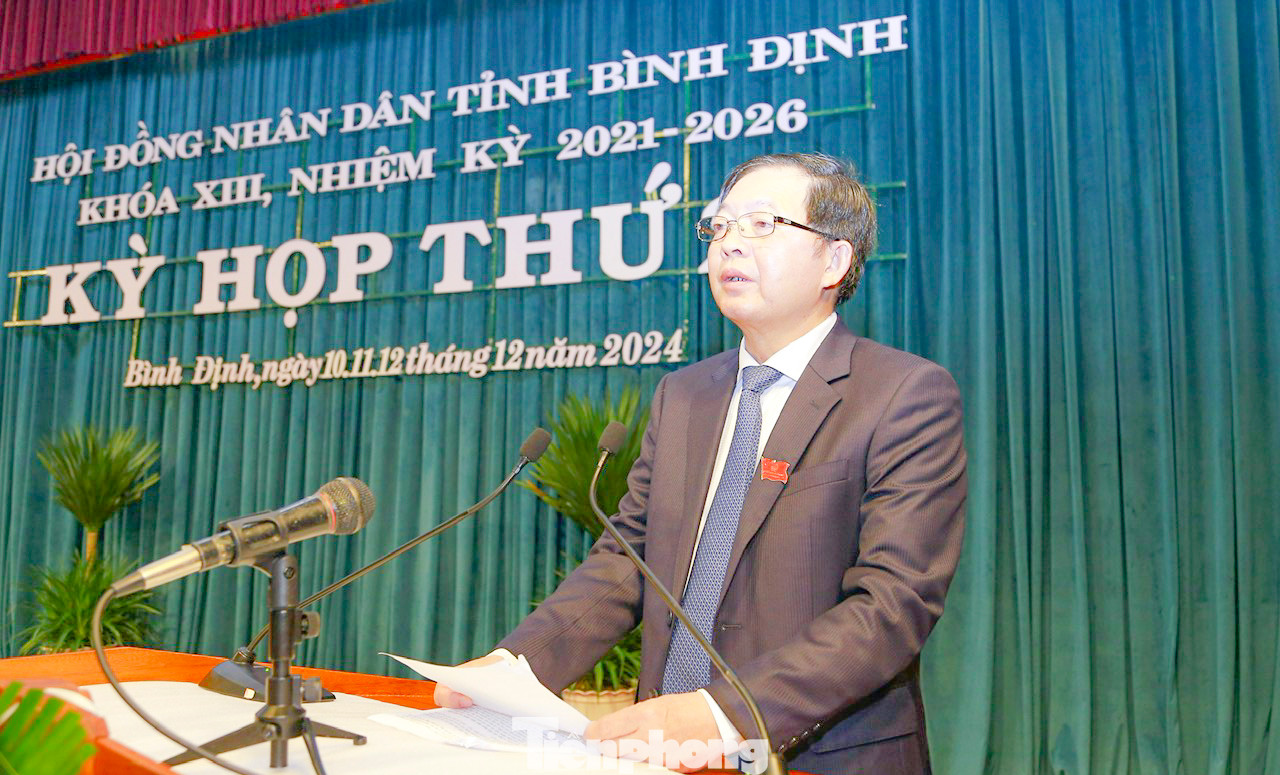 Ông Hồ Quốc Dũng - Bí thư Tỉnh ủy, Chủ tịch HĐND tỉnh Bình Định, phát biểu. Ảnh: Trương Định