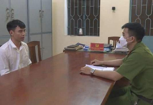 Bị can Hải tại cơ quan công an.