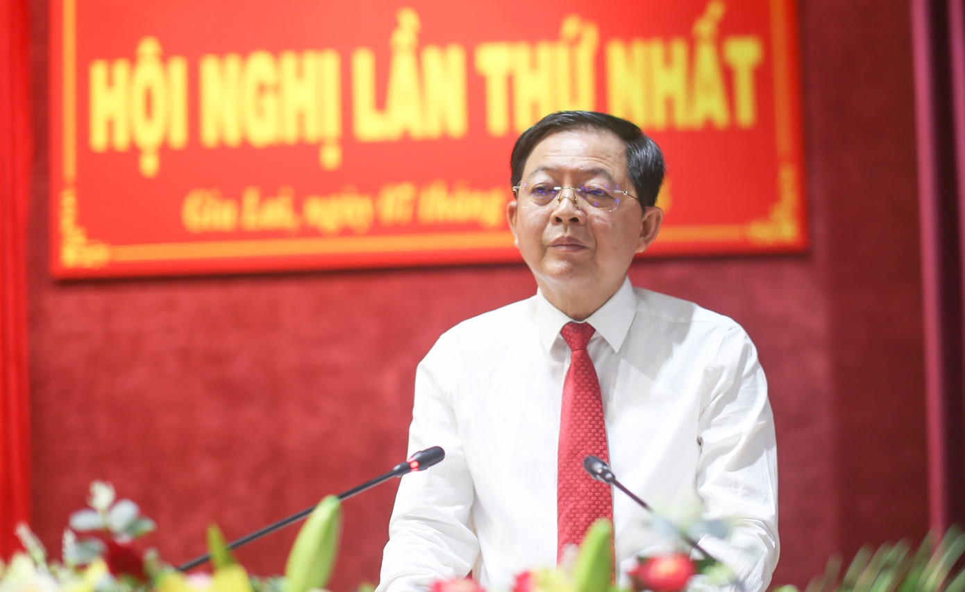 Ông Hồ Quốc Dũng - Bí thư Tỉnh ủy Gia Lai phát biểu. Ảnh: Trương Định Ông Hồ Quốc Dũng - Bí thư Tỉnh ủy Gia Lai phát biểu. Ảnh: Trương Định