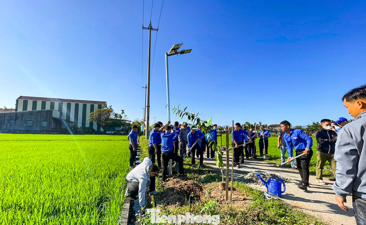 Thực hiện công trình thanh niên "sáng – xanh – sạch – đẹp", tại xã Hành Thuận. Ảnh: Nguyễn Ngọc Thực hiện công trình thanh niên "sáng – xanh – sạch – đẹp", tại xã Hành Thuận. Ảnh: Nguyễn Ngọc