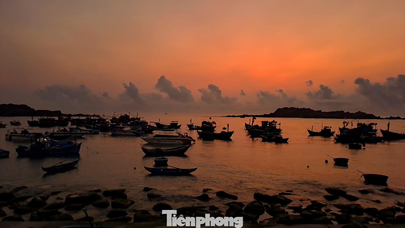 Hàng ngày, khi thủy triều xuống, những thảm rêu xanh bắt đầu lộ ra. Theo người dân địa phương, thời điểm đẹp nhất để tận hưởng khoảnh khắc này là sáng sớm, lúc mặt trời ló dạng, thủy triều rút. Ảnh: Trương Định