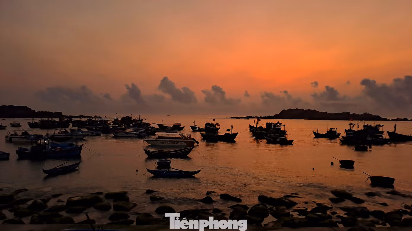 Hàng ngày, khi thủy triều xuống, những thảm rêu xanh bắt đầu lộ ra. Theo người dân địa phương, thời điểm đẹp nhất để tận hưởng khoảnh khắc này là sáng sớm, lúc mặt trời ló dạng, thủy triều rút. Ảnh: Trương Định