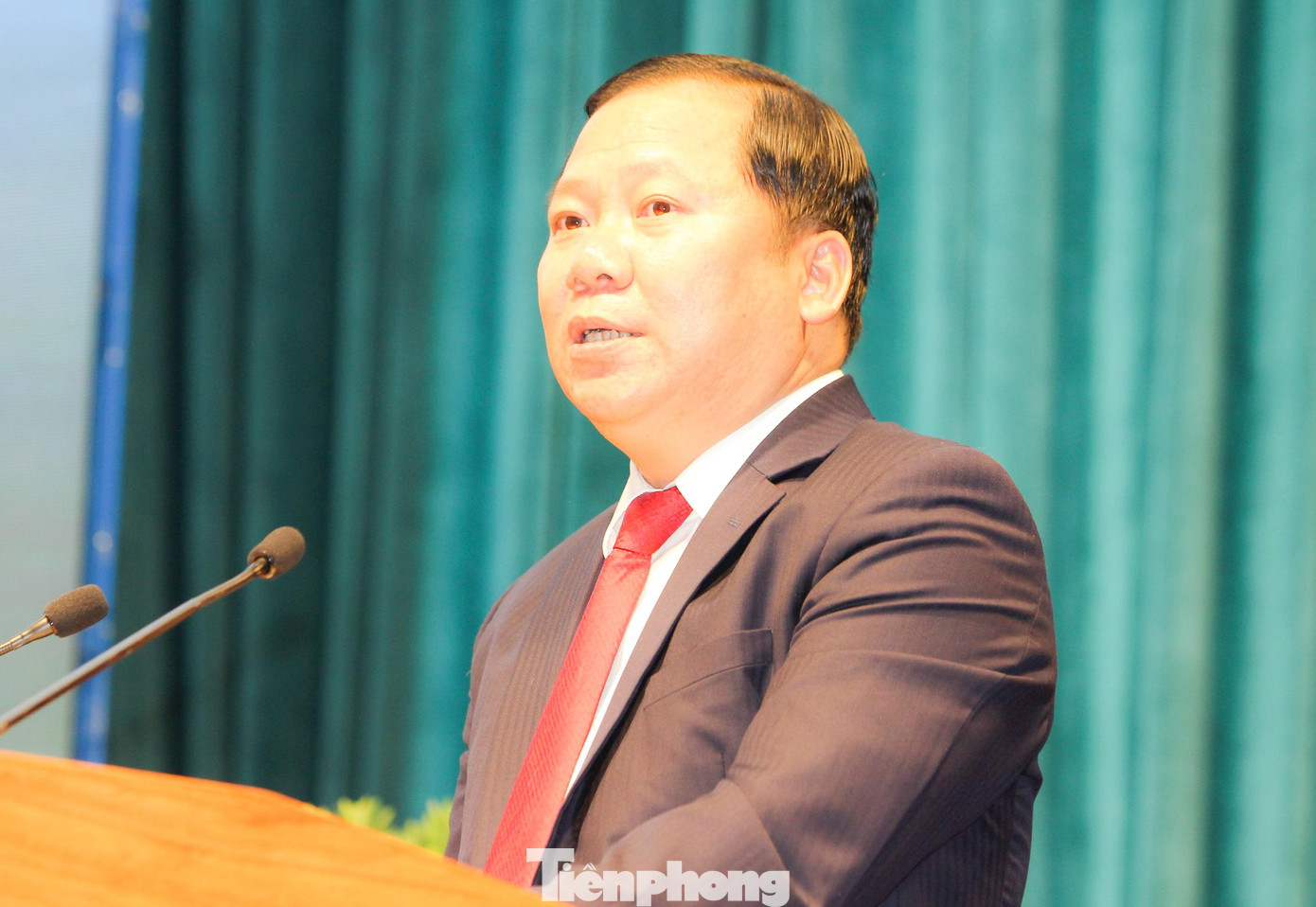 Chủ tịch UBND tỉnh Bình Định Nguyễn Phi Long phát biểu. Ảnh: Trương Định