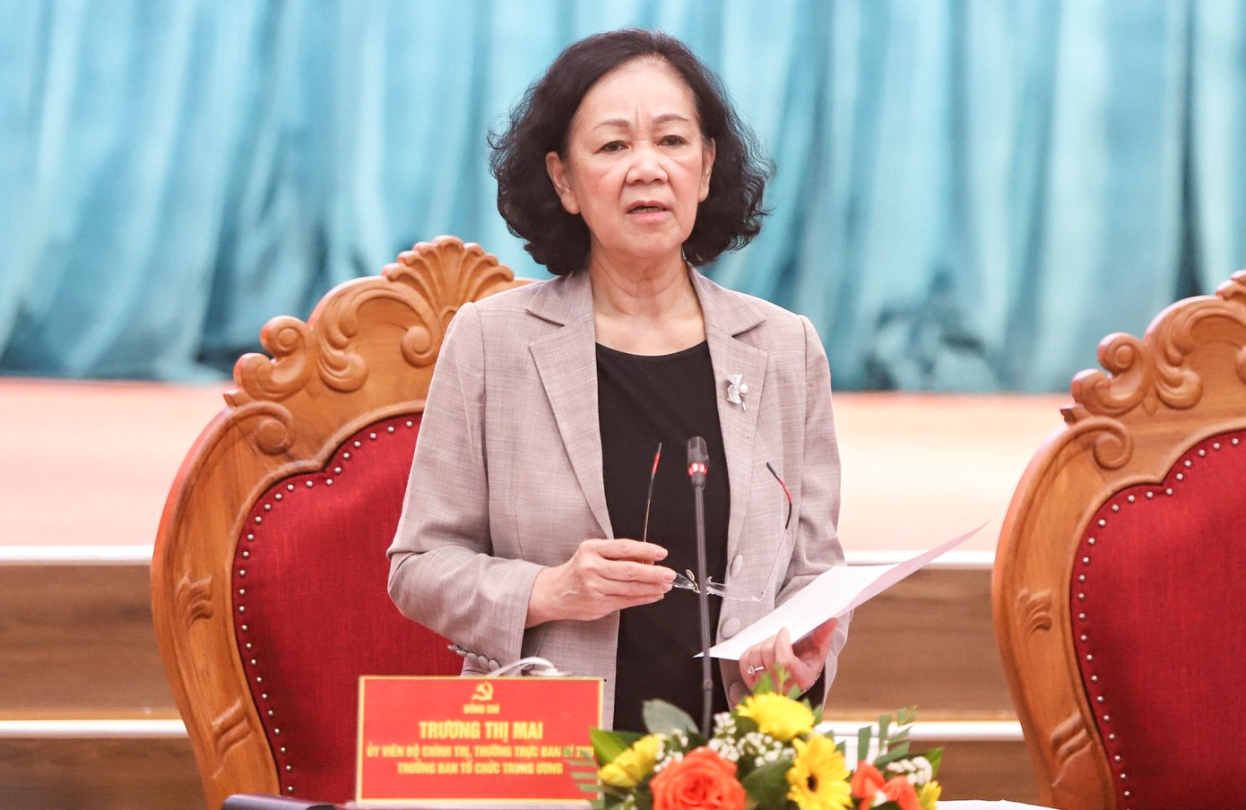 Thường trực Ban Bí thư, Trưởng ban Ban Tổ chức Trung ương Trương Thị Mai, phát biểu chỉ đạo. Ảnh: TT