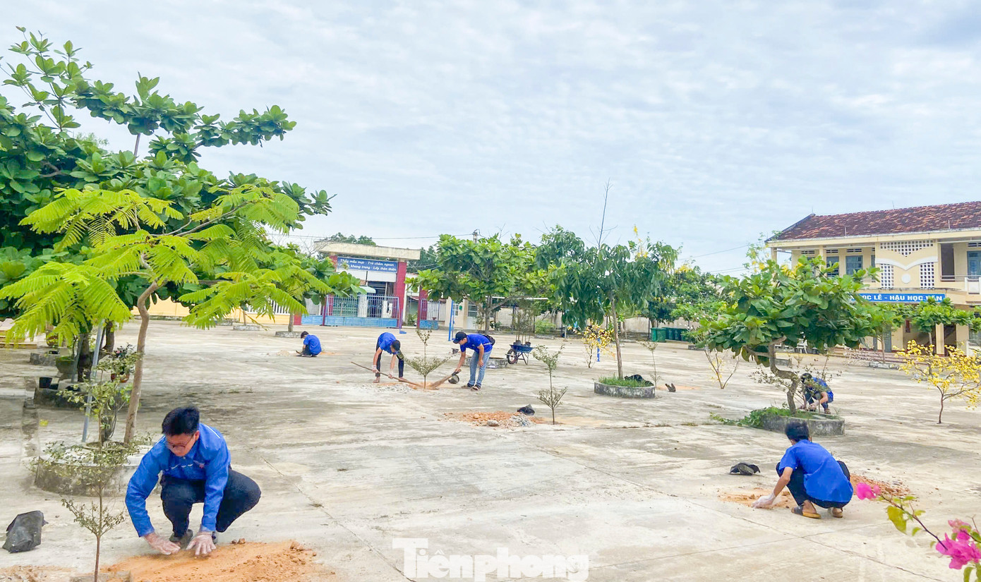 Trồng, chăm sóc cây xanh tại sân trường. Trồng, chăm sóc cây xanh tại sân trường.