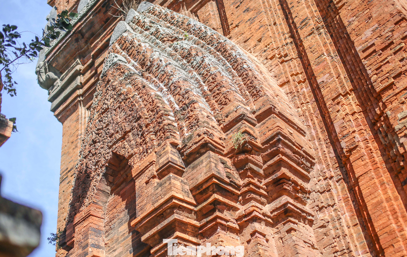 Những hoa văn trên tháp. Ảnh: Trương Định. Những hoa văn trên tháp. Ảnh: Trương Định.