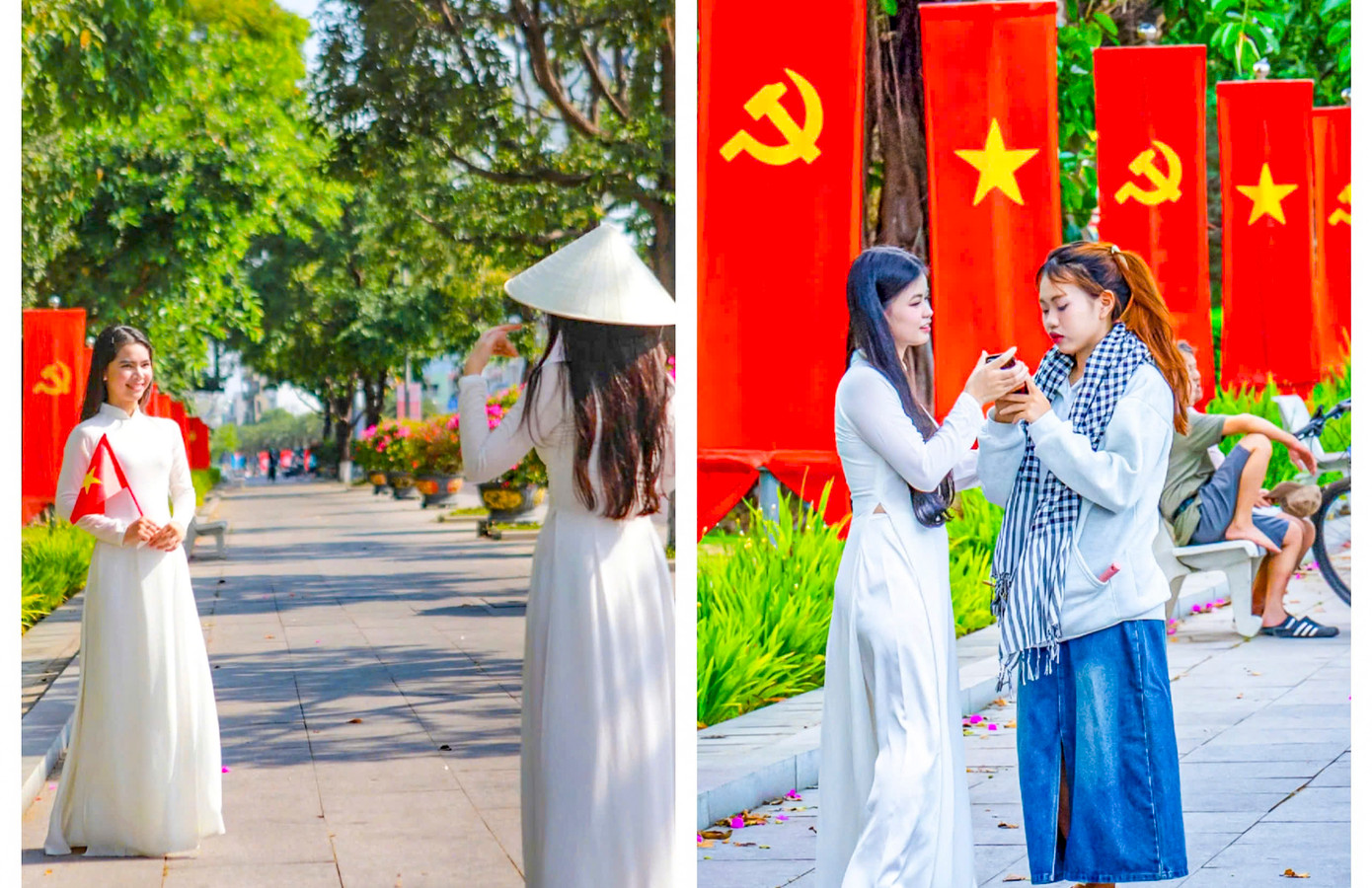 Hòa chung không khí hào hùng cả nước những ngày tháng 4 lịch sử, nhiều bạn trẻ diện áo dài truyền thống, ghi lại những khoảnh khắc đáng nhớ trong ngày lễ trọng đại. Hòa chung không khí hào hùng cả nước những ngày tháng 4 lịch sử, nhiều bạn trẻ diện áo dài truyền thống, ghi lại những khoảnh khắc đáng nhớ trong ngày lễ trọng đại.