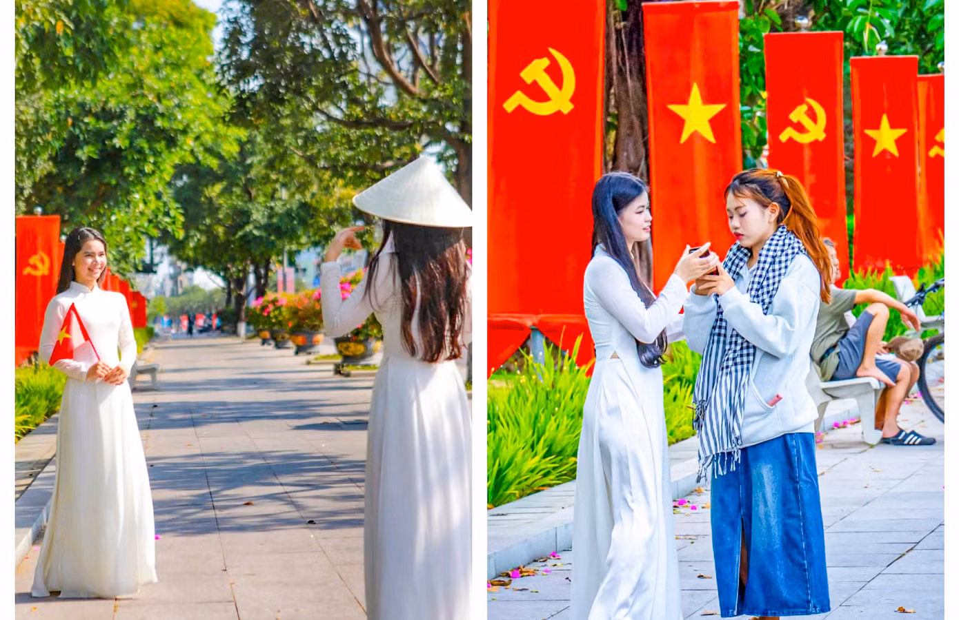 Hòa chung không khí hào hùng cả nước những ngày tháng 4 lịch sử, nhiều bạn trẻ diện áo dài truyền thống, ghi lại những khoảnh khắc đáng nhớ trong ngày lễ trọng đại.