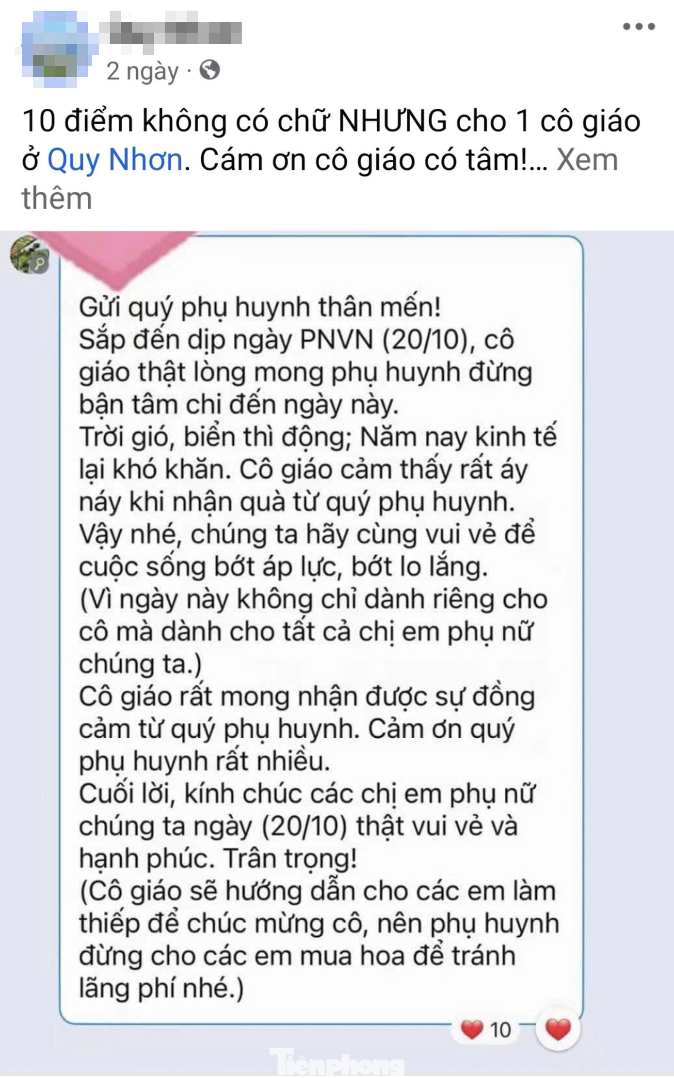 Dòng nội dung tin nhắn được chia sẻ trên mạng xã hội. Ảnh: Chụp màn hình
