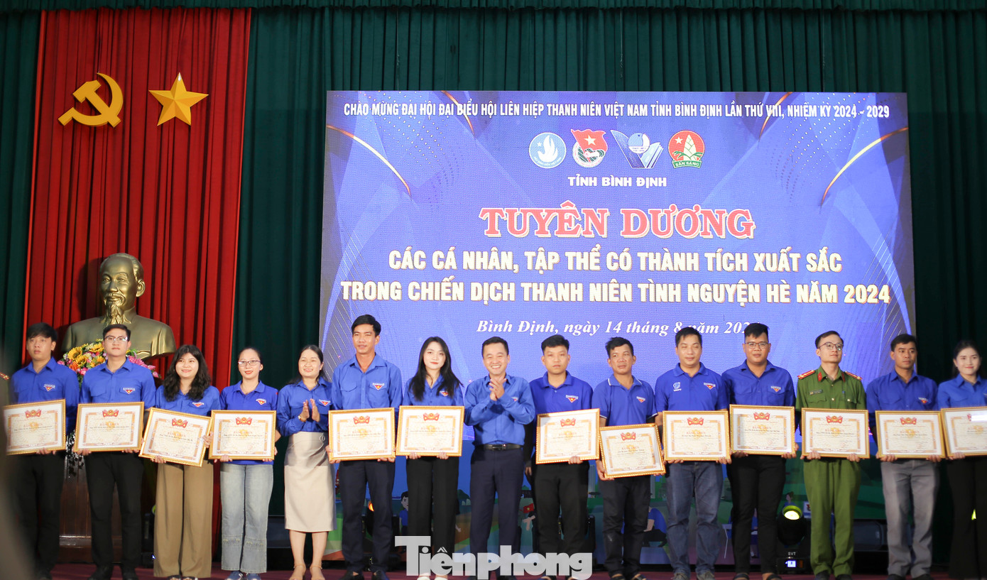 Tỉnh Đoàn Bình Định tuyên dương các tập thể, cá nhân. Ảnh: Trương Định
