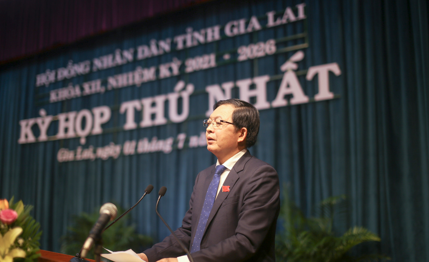 Ông Hồ Quốc Dũng - Bí thư Tỉnh ủy Gia Lai phát biểu. Ảnh: Trương Định