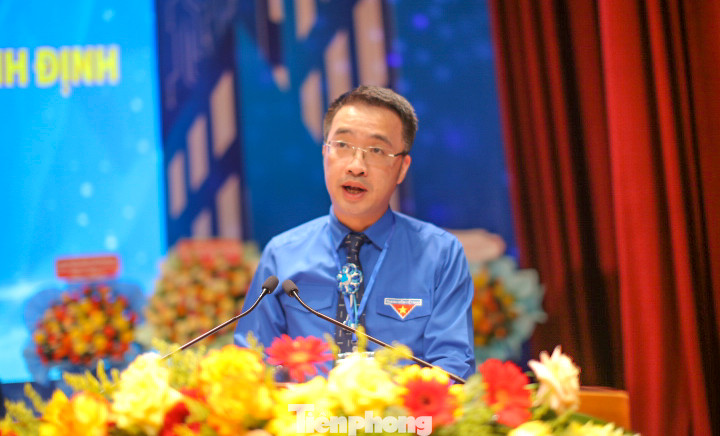 Anh Nguyễn Tường Lâm - Bí thư T.Ư Đoàn phát biểu tại đại hội. Ảnh: Trương Định Anh Nguyễn Tường Lâm - Bí thư T.Ư Đoàn phát biểu tại đại hội. Ảnh: Trương Định