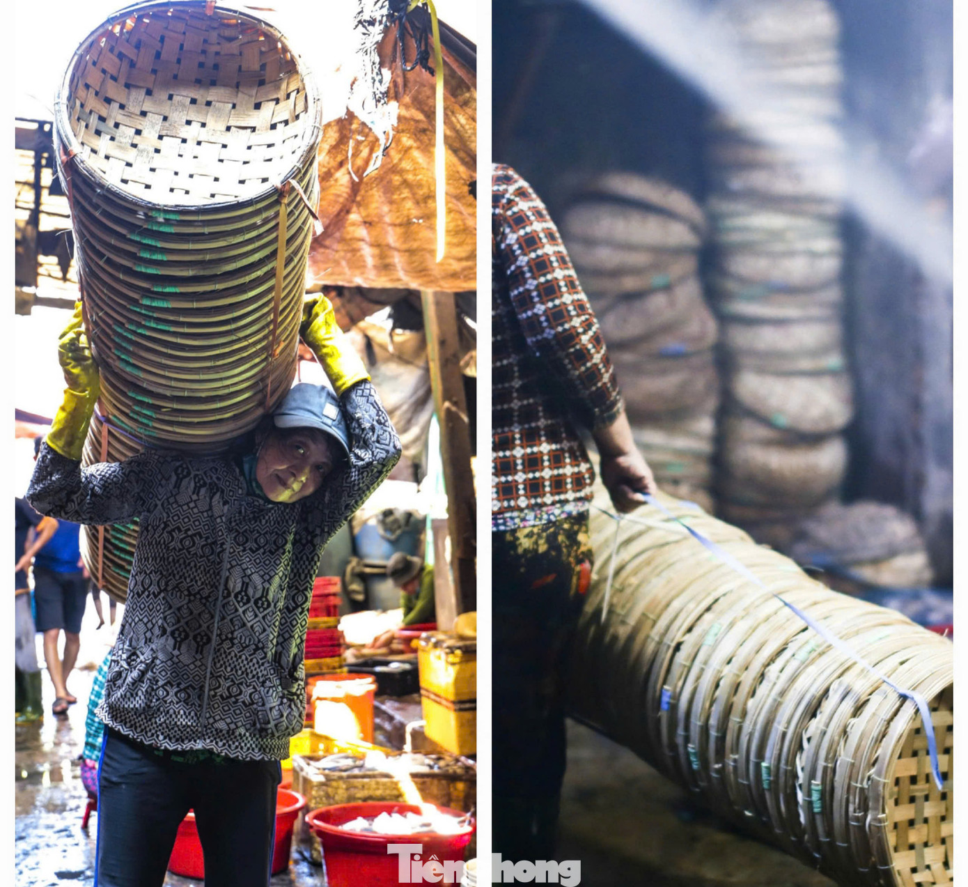 Giữa những không gian chật hẹp, mỗi người một công việc, phụ nữ thì chuẩn bị những chiếc rổ tre, phụ trách cắt, xếp cá để đem đi hấp. Còn cánh đàn ông thì đảm nhận công việc nóng bức hơn là đứng lò cho cá vào hấp rồi vớt ra.