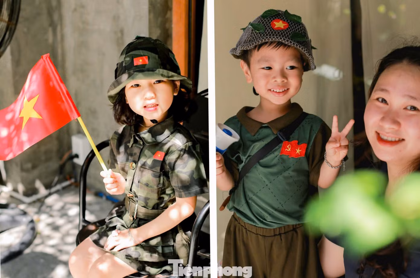 Theo chia sẻ của các phụ huynh, những hình ảnh này sẽ là kỷ niệm quý giá khi con lớn lên – vừa thể hiện niềm tự hào dân tộc, vừa là cách để con cảm nhận được tình yêu quê hương từ những điều rất giản dị, gần gũi. Ảnh: Phượng Phan