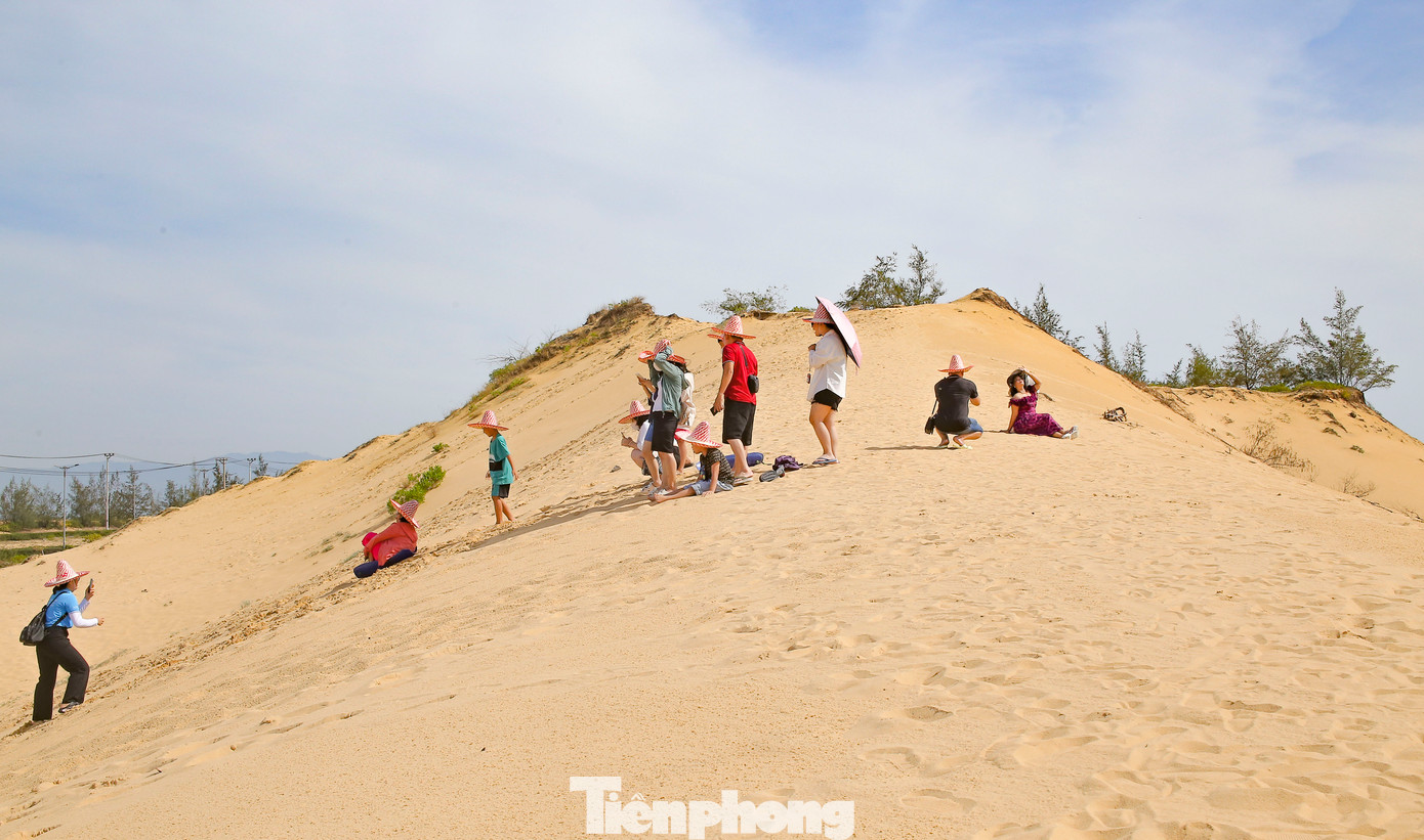 Với độ cao khoảng 100 m so với mực nước biển, đồi cát có địa hình uốn cong rất đẹp. Từ đây, du khách còn có thể chiêm ngưỡng vẻ đẹp đầm Thị Nại hay bán đảo Phương Mai, Khu Kinh tế Nhơn Hội từ phía xa. Ảnh: Trương Định. Với độ cao khoảng 100 m so với mực nước biển, đồi cát có địa hình uốn cong rất đẹp. Từ đây, du khách còn có thể chiêm ngưỡng vẻ đẹp đầm Thị Nại hay bán đảo Phương Mai, Khu Kinh tế Nhơn Hội từ phía xa. Ảnh: Trương Định.