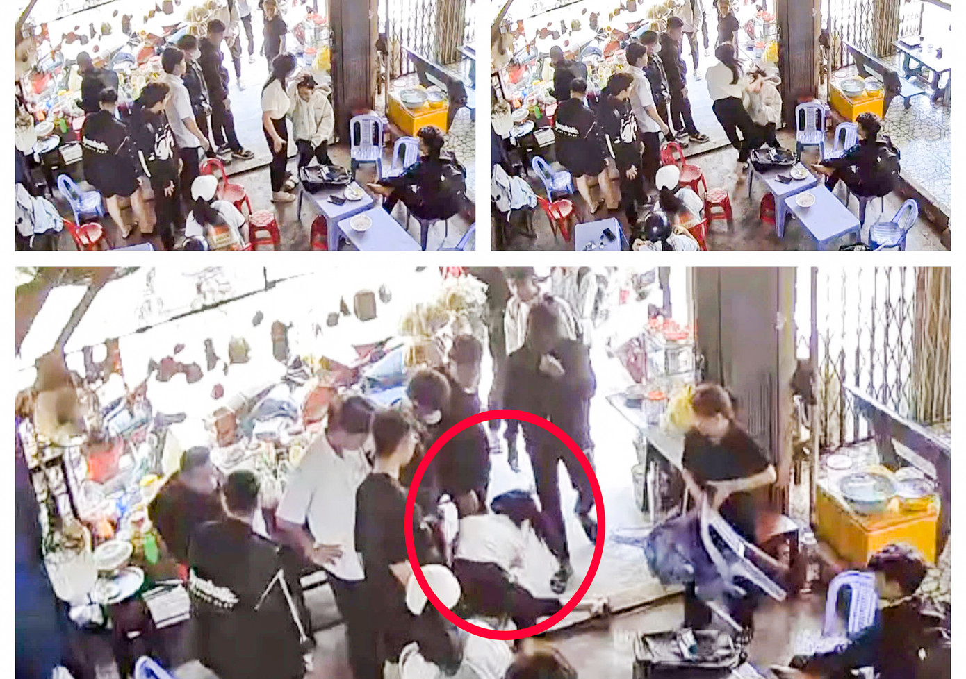 Nữ sinh bị hành hung. Ảnh cắt từ clip