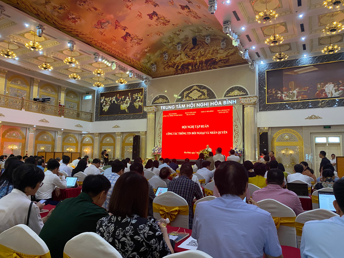 Hội nghị tập huấn công tác thông tin đối ngoại và nhân quyền năm 2024 diễn ra ngày 7/8 tại tỉnh Hoà Bình. (Ảnh: Thu Loan)