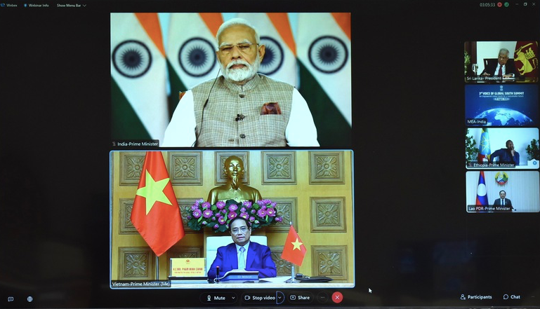 Thủ tướng Ấn Độ Narendra Modi, Thủ tướng Phạm Minh Chính và lãnh đạo các nước khác dự hội nghị. (Ảnh: VGP) Thủ tướng Ấn Độ Narendra Modi, Thủ tướng Phạm Minh Chính và lãnh đạo các nước khác dự hội nghị. (Ảnh: VGP)