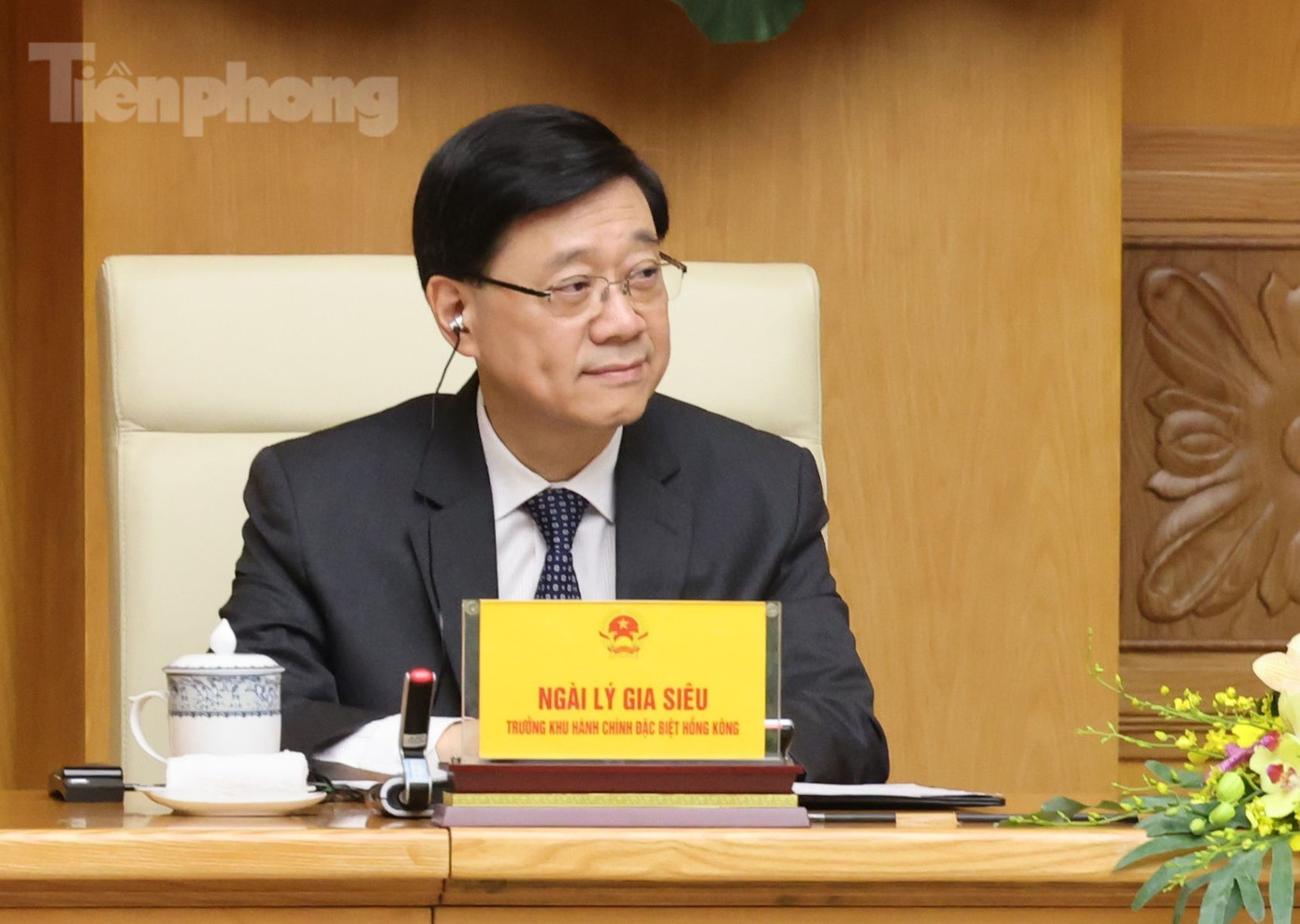 Trưởng Khu hành chính đặc biệt Hong Kong (Trung Quốc) Lý Gia Siêu tại cuộc tọa đàm. (Ảnh: Như Ý)