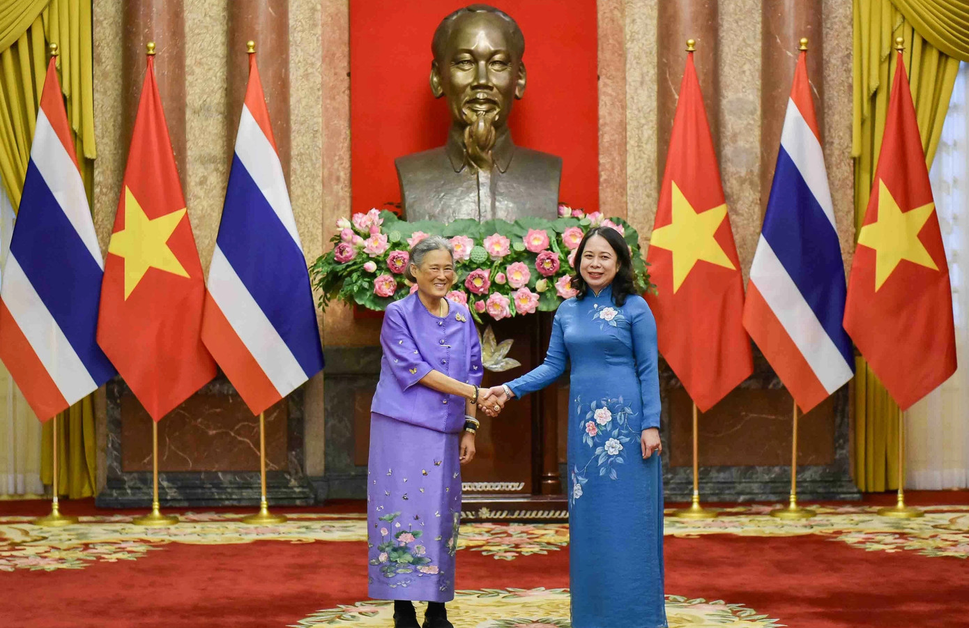 Phó Chủ tịch nước Võ Thị Ánh Xuân có buổi gặp Công chúa Thái Lan Maha Chakri Sirindhorn. (Ảnh: Baoquocte) Phó Chủ tịch nước Võ Thị Ánh Xuân có buổi gặp Công chúa Thái Lan Maha Chakri Sirindhorn. (Ảnh: Baoquocte)