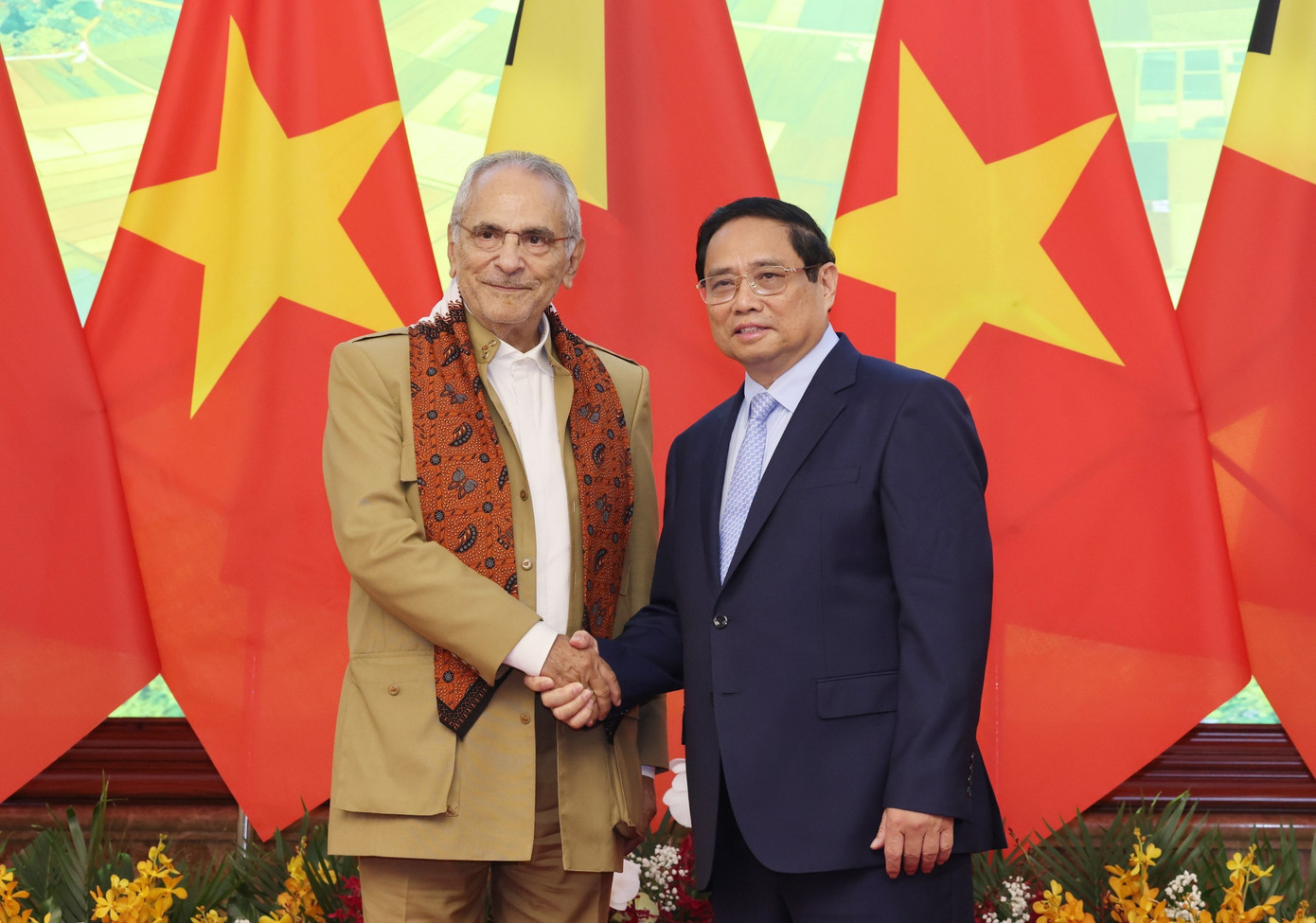 Thủ tướng Phạm Minh Chính trong cuộc gặp Tổng thống Timor-Leste Jose Ramos-Horta, ngày 2/8. (Ảnh: Nhật Minh)