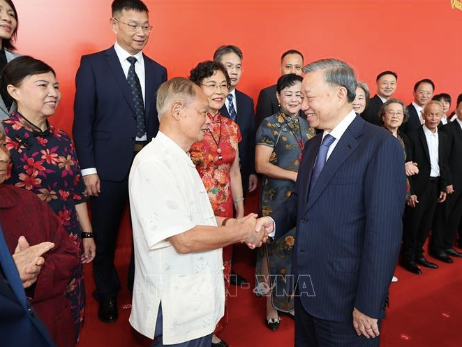 Tổng Bí thư, Chủ tịch nước Tô Lâm tại buổi gặp gỡ đại diện nhân sĩ hữu nghị Trung Quốc. (Ảnh: TTXVN)