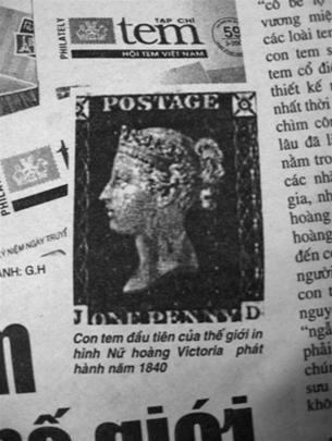 Con tem Victoria 1 penny được in trên báo Thanh Niên số 7-6-2008