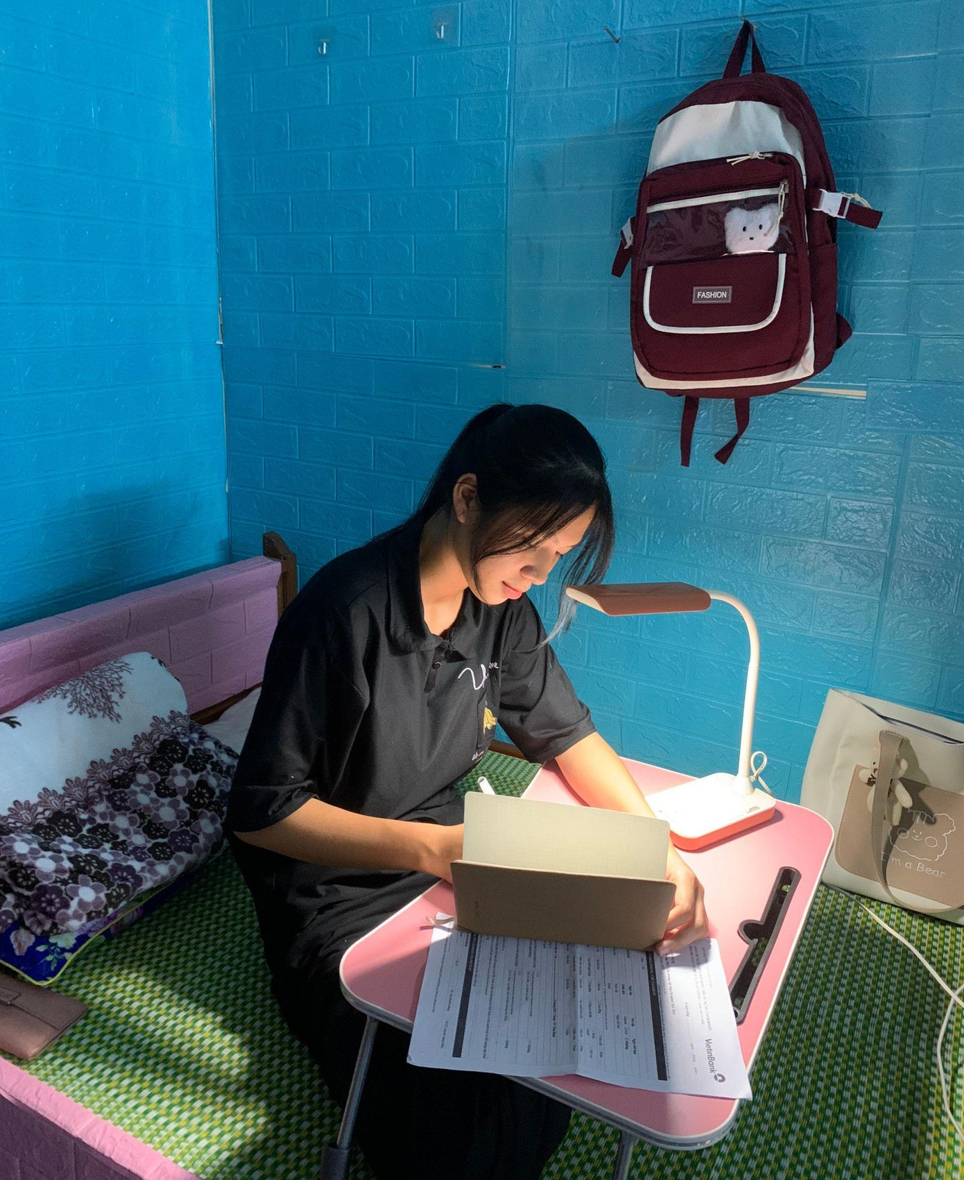 Đoàn Thị Thu đã nhập học và đang ở ký túc xá của Trường ĐH Y dược Thái Bình