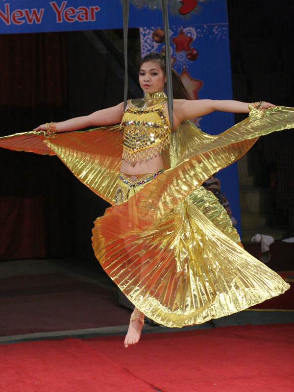 Các nghệ sĩ trình diễn những vũ điệu bellydance trên không