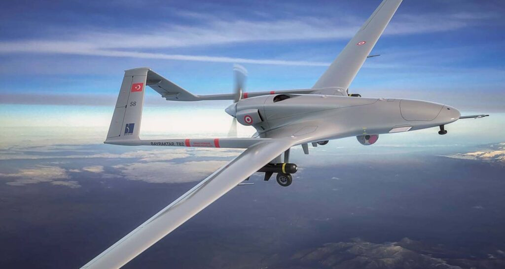 Máy bay không người lái Bayraktar TB2 của Thổ Nhĩ Kỳ. Ảnh: Baykar. Máy bay không người lái Bayraktar TB2 của Thổ Nhĩ Kỳ. Ảnh: Baykar.