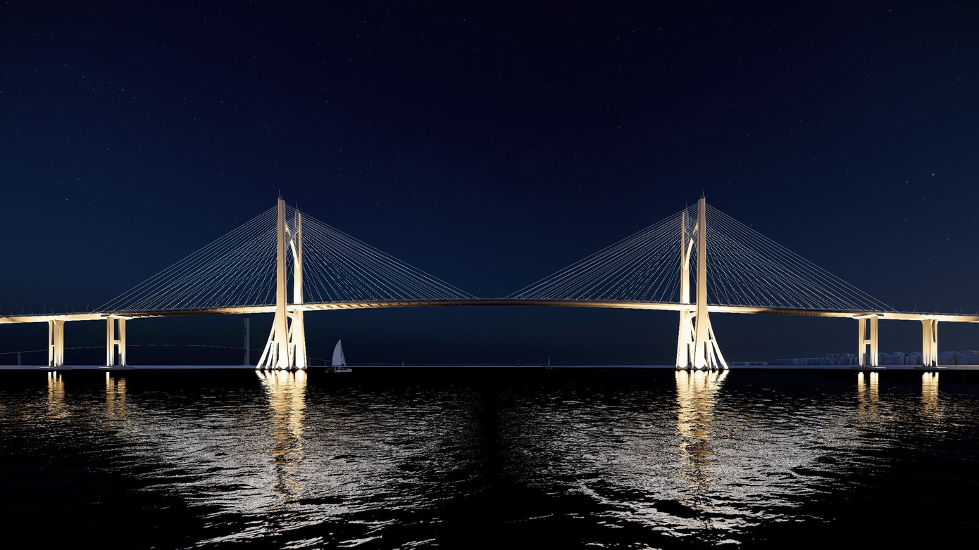 Cầu Cần Giờ sẽ được lắp đặt hệ thống chiếu sáng mỹ thuật với nhiều màu sắc.