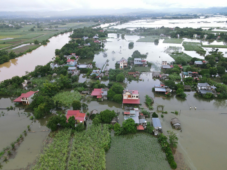 Thị trấn Kim Tân bị ngập lụt