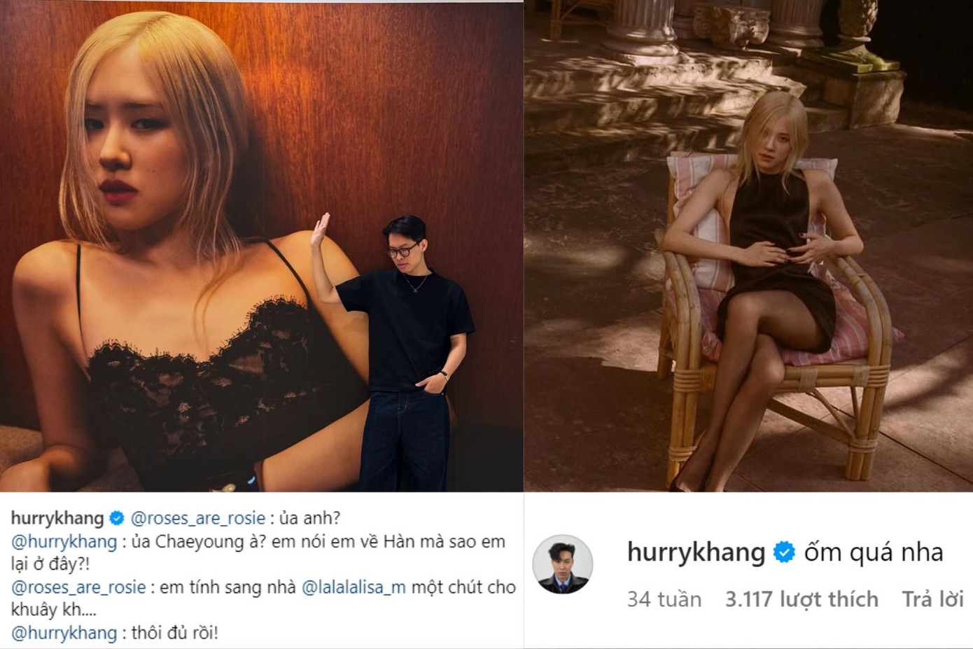 HURRYKNG tích cực tạo &quot;tiểu phẩm&quot; tương tác cùng idol Rosé. Thành viên tổ đội GERDNANG còn mang tên của nữ ca sĩ vào bản rap Ma Nơ Canh - ra mắt năm 2023. - Ảnh: HURRYKNG