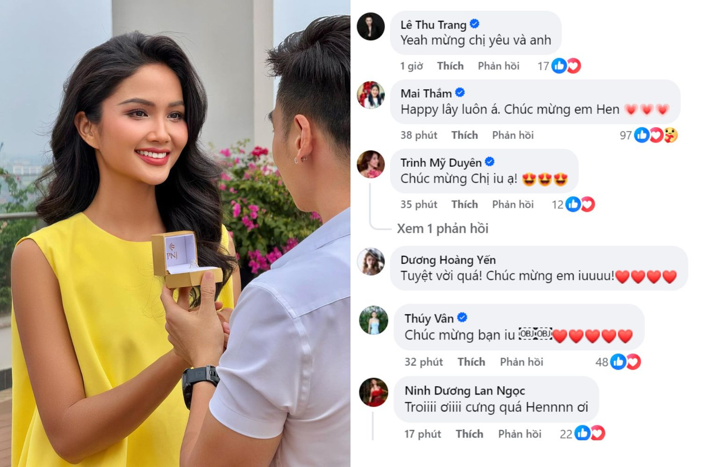 Dàn sao Việt hạnh phúc lây khi H'Hen Niê tìm được bến đỗ.