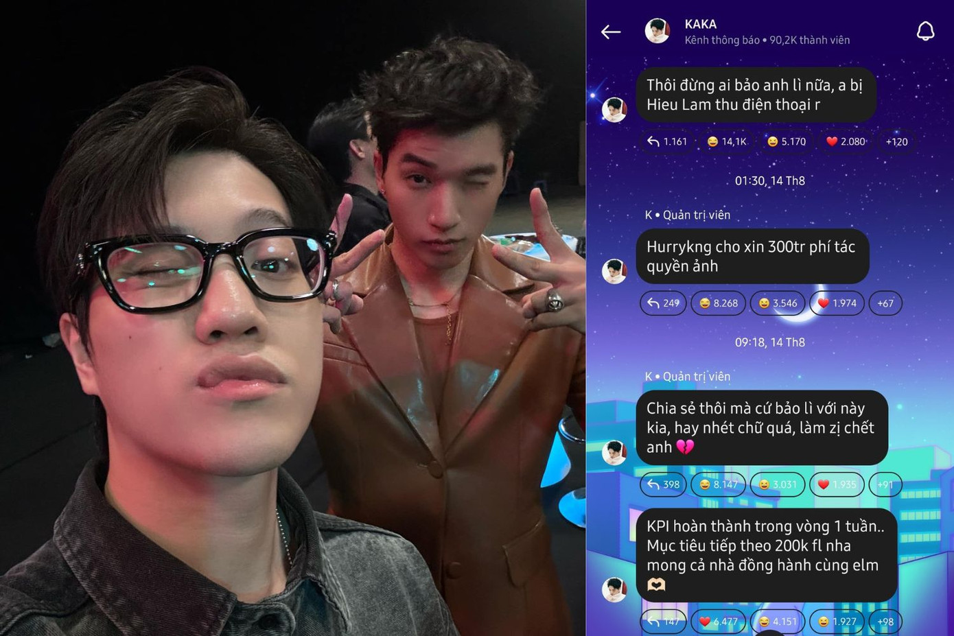 HIEUTHUHAI khuyên Kewtiie cởi mở trên mạng xã hội nhưng anh không thể ngờ nam producer lại "quậy" quá mức.