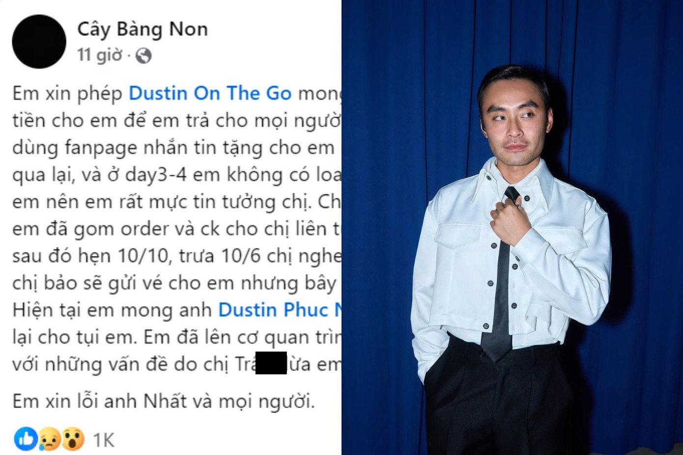 Trước đó, MC Dustin bị réo tên, cho rằng nhân viên của anh lừa đảo tiền mua vé concert ATVNCG của fan. Trước đó, MC Dustin bị réo tên, cho rằng nhân viên của anh lừa đảo tiền mua vé concert ATVNCG của fan.