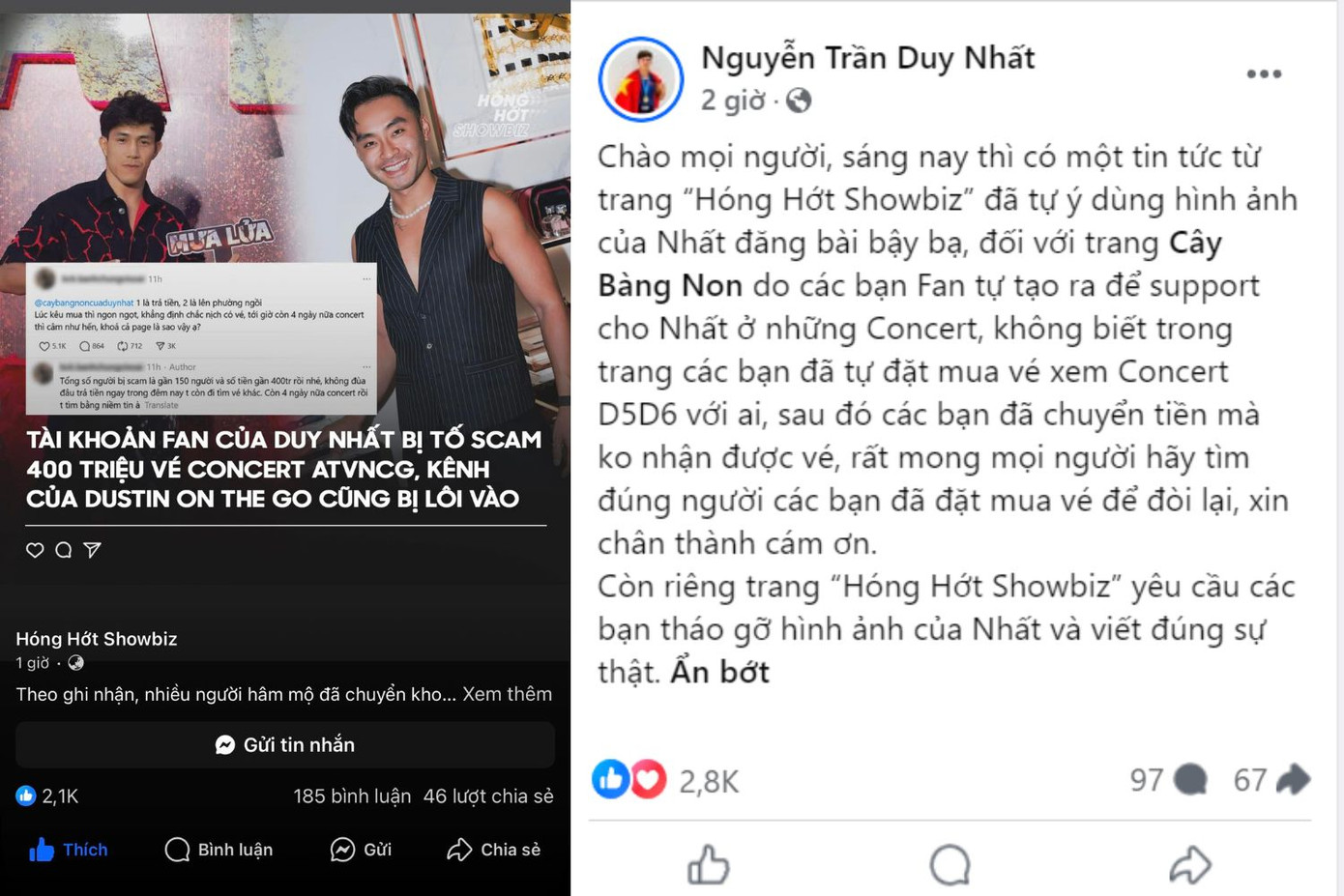 &quot;Anh tài&quot; Duy Nhất lên tiếng, khẳng định không liên quan đến việc mua - bán vé concert ATVNCG.